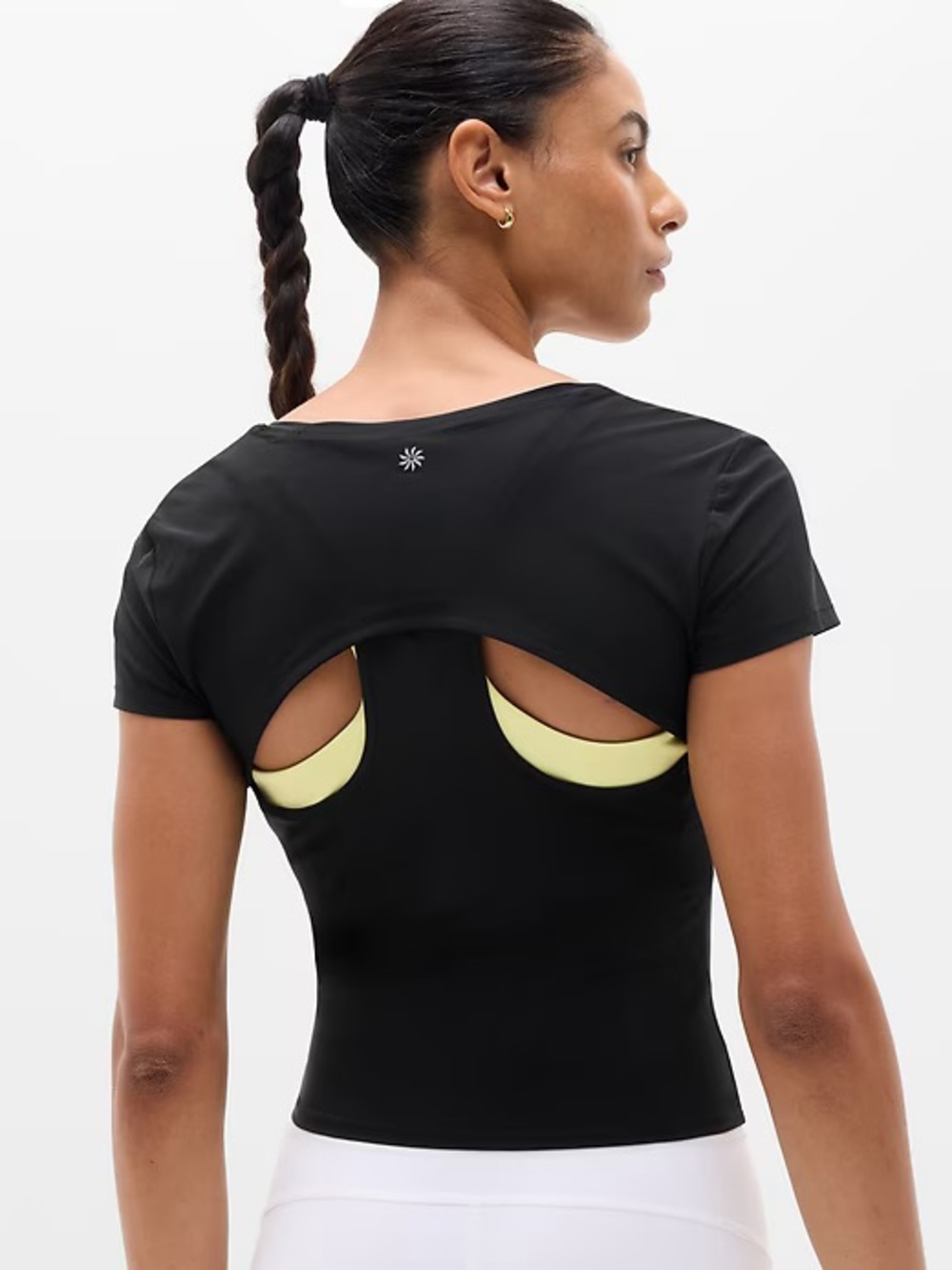 Athleta Endurance Racerback Tee NWT Size XS Black Cut-Out Short Sleeve Top